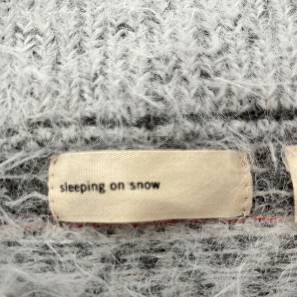 Anthropologie Sleeping on Snow Off-Shoulder Gray and White Sweater NWOT SZ M - Picture 2 of 11